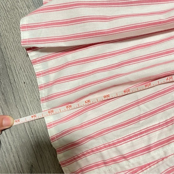 ❌soldVintage 100% Cotton Button Down A-line Striped Midi Skirt by LizSport - Picture 7 of 8